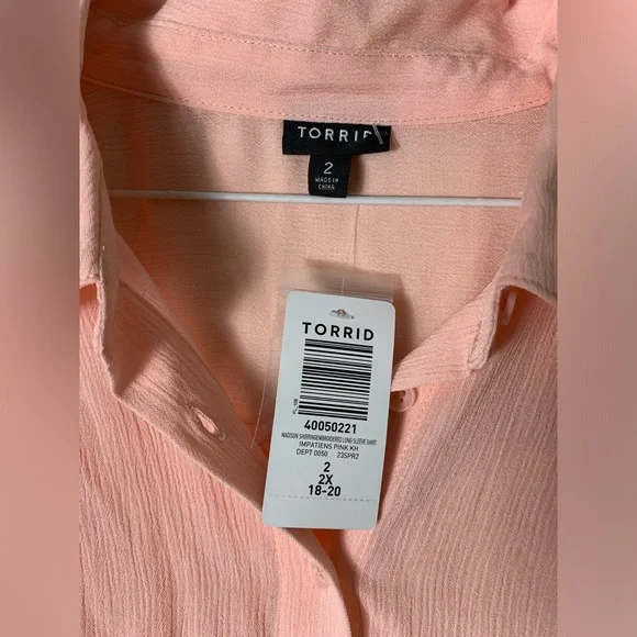 Torrid | Madison Washable Gauze Embroidered Long Sleeve Shirt - 2 - Picture 5 of 7